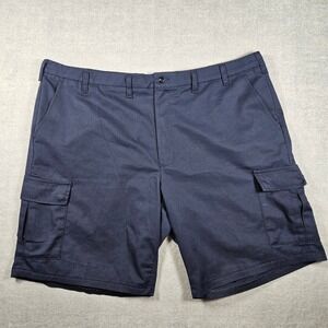 Aramark Authentic Mens Navy Blue Cargo Shorts Stretch Waist Adjustec 46R GP0730